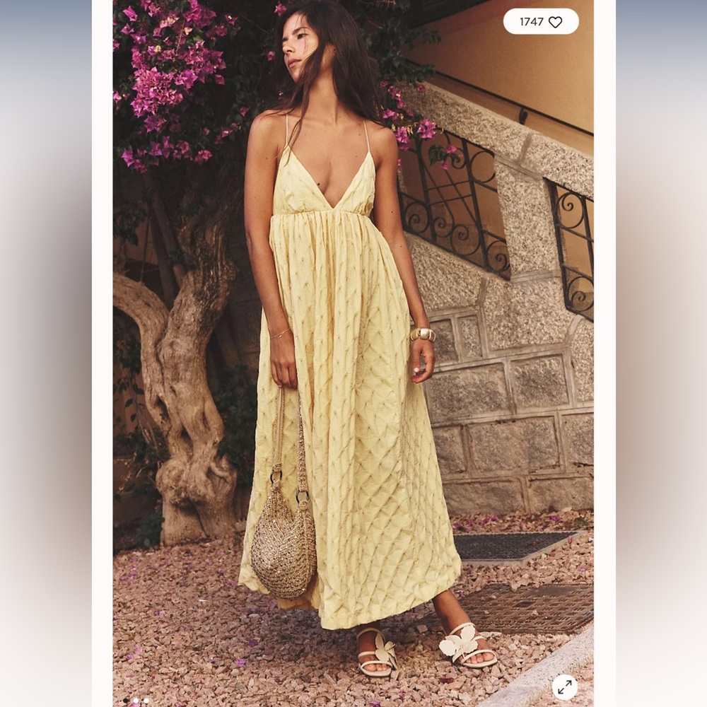 Free People Primmy Yellow Midi sun Dress - Flawed (see pictures)